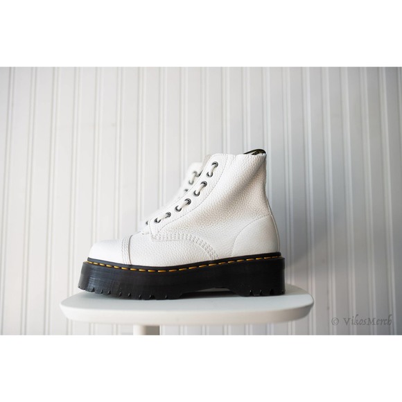 Dr. Martens Shoes - Dr. Martens SINCLAIR MILLED NAPPA LEATHER PLATFORM BOOTS 10 Ladies White